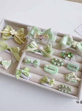 宠物狗狗发夹鼻梁毛BB夹碎毛夹泰迪约克夏马尔济斯夹子春天绿色系