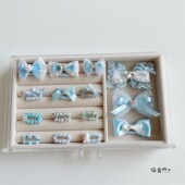 宠物发夹 约克夏马尔济斯泰迪狗狗夹子发卡蓝色系 手工碎毛BB夹