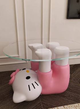 Hello Kitty猫咪沙发电视柜旁边几茶几床头落地凯蒂猫装饰品摆件