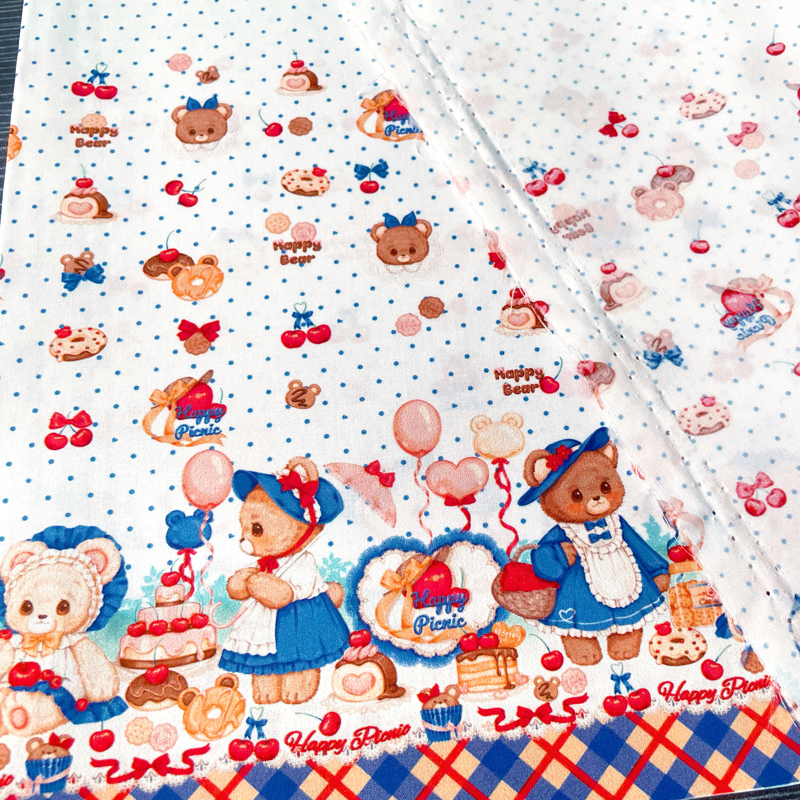 野餐小熊棉花娃bjd娃衣布料