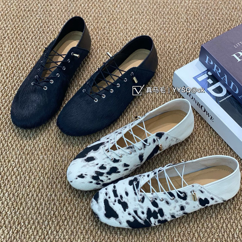 烟雨诗情2026春新款欧洲站马毛真皮圆头平底鞋一脚蹬浅口单鞋女鞋,女鞋,深口单鞋,淘宝优惠券,粉丝福利购,淘宝优惠卷