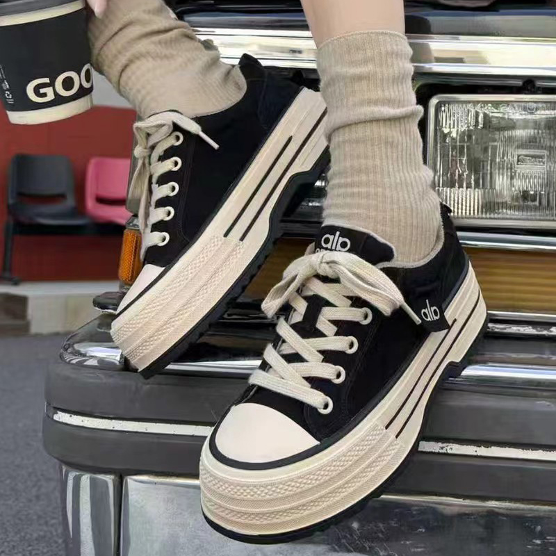 美拉2025冬季新款欧洲站松糕底厚底圆头系带加绒休闲板鞋女鞋5875