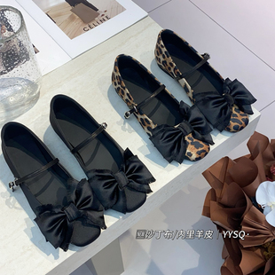 甜美舒适平底鞋 烟雨诗情女鞋 2026春季 新款 一字扣带蝴蝶结浅口单鞋