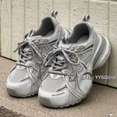 烟雨诗情2026春季 5612 女鞋 新款 欧洲站真皮网纱拼接透气舒适老爹鞋