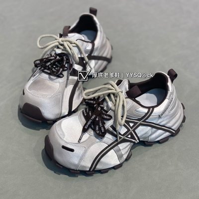 烟雨诗情女鞋2026春新款欧洲站舒适厚底运动鞋增高真皮系带老爹鞋