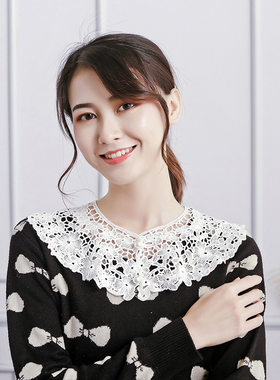 减龄棉质刺绣假领子装饰领
