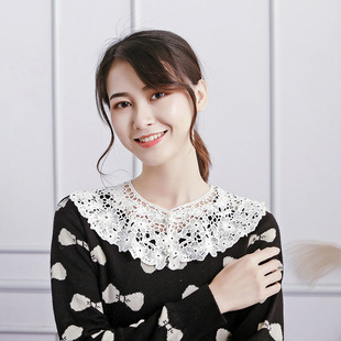 减龄棉质刺绣假领子女韩国百搭春夏秋冬装饰领衬衣领时尚大领子
