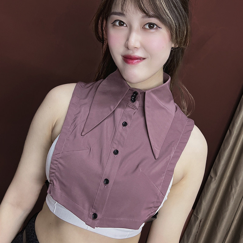 新款大翻领韩版假领子女搭配毛衣装饰领配饰衬衣领秋冬假领香槟色