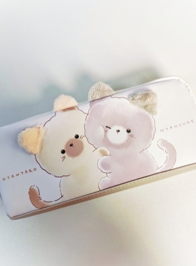 日系99CREAT限定可爱猫咪太郎笔袋学生便携毛绒收纳盒高级感新款