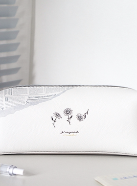 日系笔袋复古双层小众笔袋ins风简约小雏菊初中生高中生文具盒