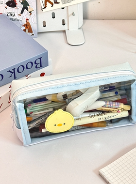 日系笔袋小众笔袋透明笔袋高颜值ins风多层文具盒