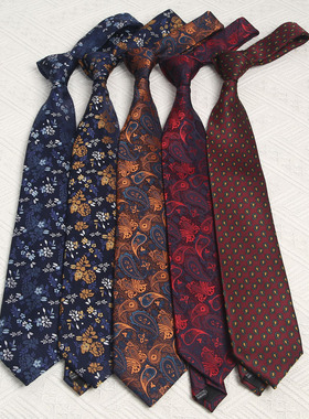 涤丝手打领带美式英伦港风古着宽版高级感复古怀旧时髦男百搭配饰