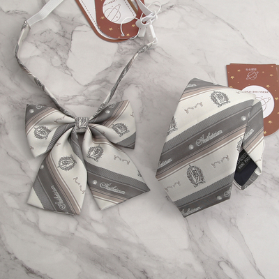 原创风日系手打条纹百搭银色领带