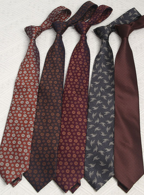 男士手打领带涤丝花色港风复古高级国风长款小众衬衫帅气百搭配饰