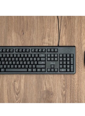 华硕ASUS KM100有线键盘鼠标套装轻薄安静办公室家用人体工学键鼠