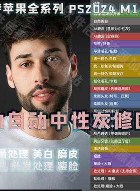 Mac  AI一键中性灰质感磨皮动作插件支持m4ps2026Win版retouch4me