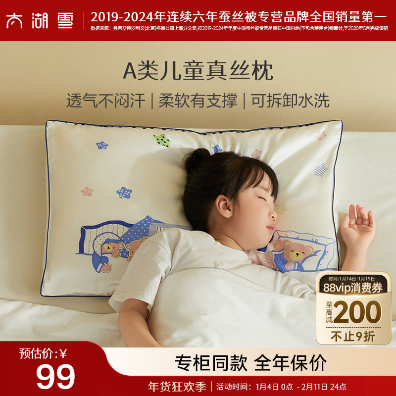 太湖雪儿童蚕丝枕头枕芯护颈A类标准单人小枕头2-8岁,床上用品,枕头/枕芯,淘宝优惠券,粉丝福利购,淘宝优惠卷