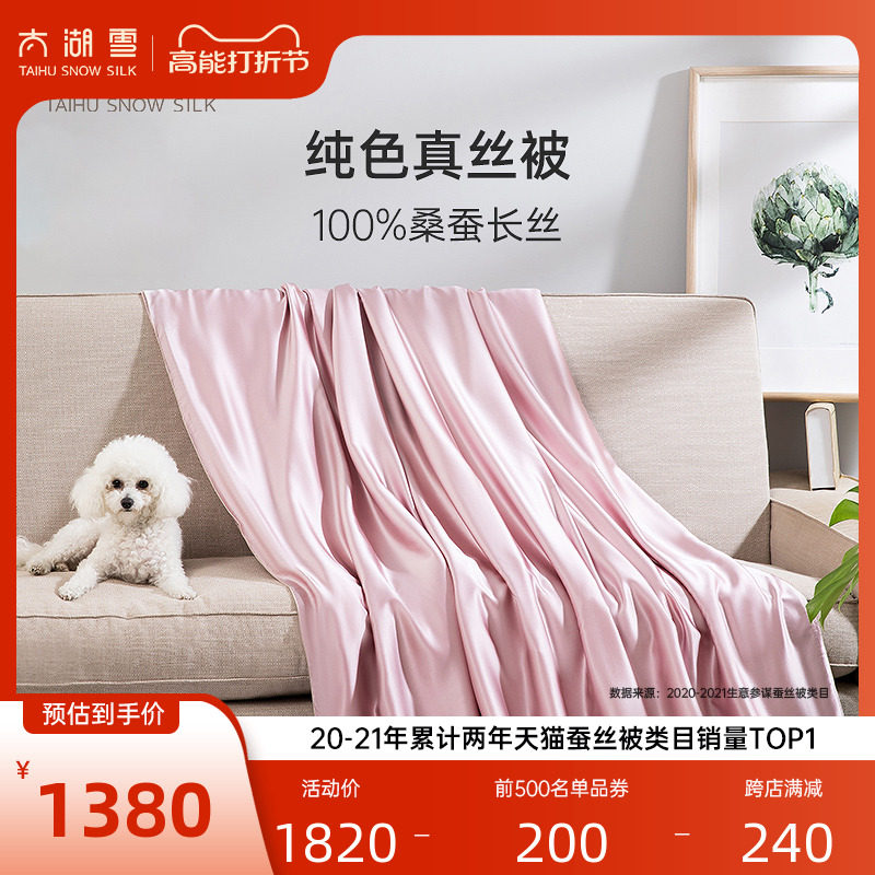 太湖雪蚕丝被真丝夏凉空调被100%桑蚕丝纯色薄款凉被子被套可水洗