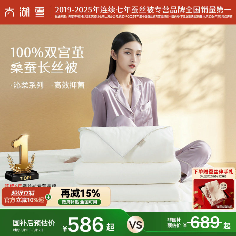 太湖雪100%双宫茧桑蚕长丝被子被芯春秋子母冬被沁柔