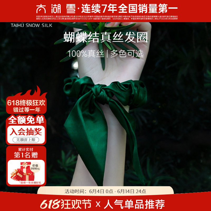 太湖雪桑蚕丝真丝蝴蝶结中号小号发圈合集纯色简约气质灵秀一只装