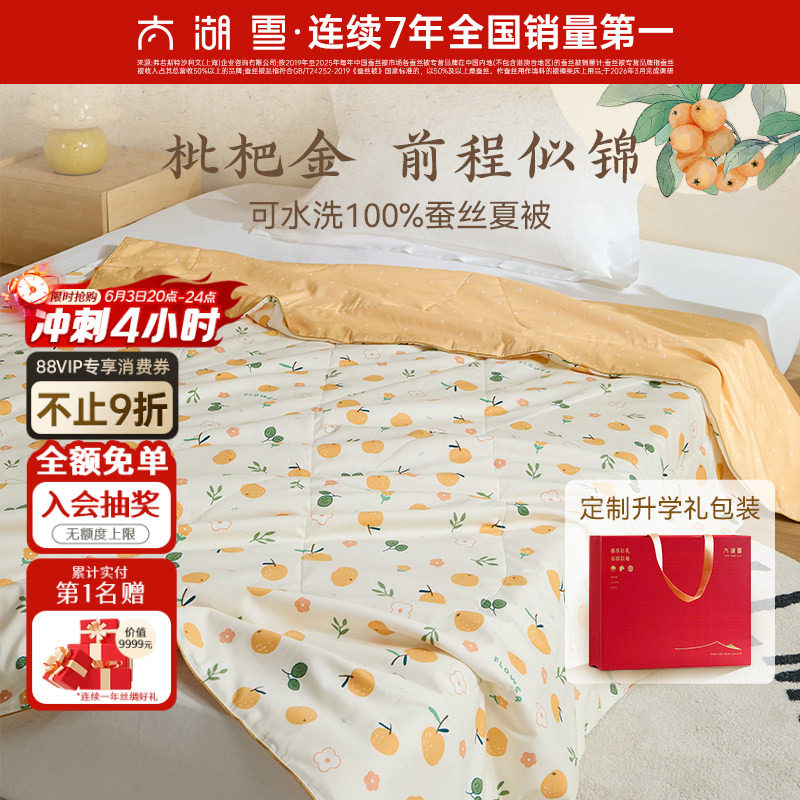 100%蚕丝夏凉被A类60支贡缎全棉儿童空调被可水洗升学礼