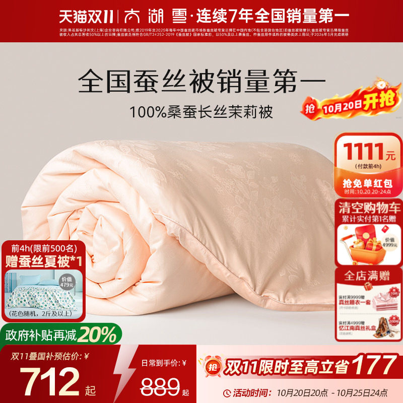 太湖雪100%桑蚕丝被子双宫茧桑蚕长丝被子母被芯馨柔茉莉秋冬被
