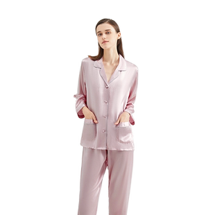 【专柜同款】太湖雪桑蚕丝纯色睡衣睡裤套装真丝睡衣女礼盒