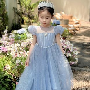 女童连衣裙夏装 儿童冰雪奇缘艾莎公主裙小女孩生日礼服裙 2025新款