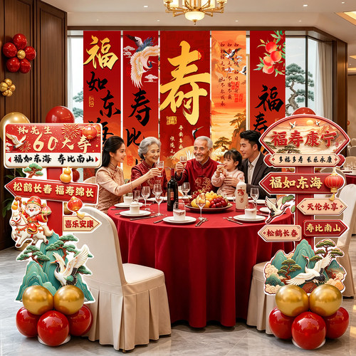 长辈祝寿做寿迎宾牌立柱背景墙