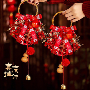 2026新款春节装饰挂件竹圈葫芦门把挂饰玄关墙面新年氛围布置道具