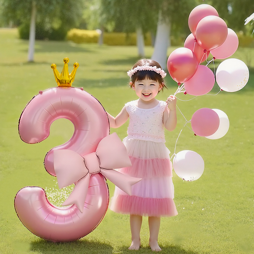 4周岁5蝴蝶结数字气球宝宝生日