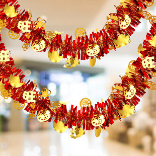 新年装饰品过年氛围场景布置店铺墙面橱窗春节彩带拉花彩条挂饰