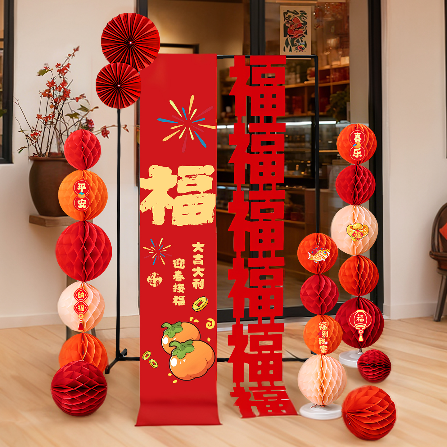 马年新年装饰门店迎宾立柱摆件