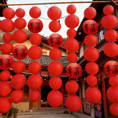 新春贺年装饰中式纸灯笼挂串造景