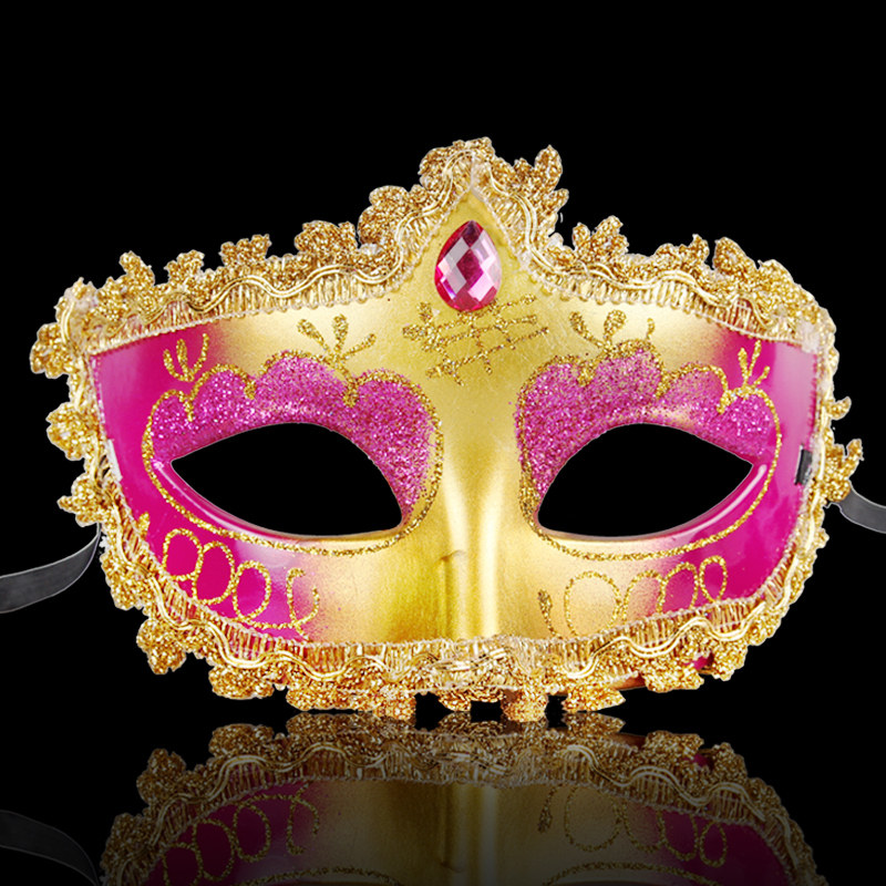 仕彩万圣节面具化妆舞会威尼斯公主面具金粉加钻面具镶边女款面具