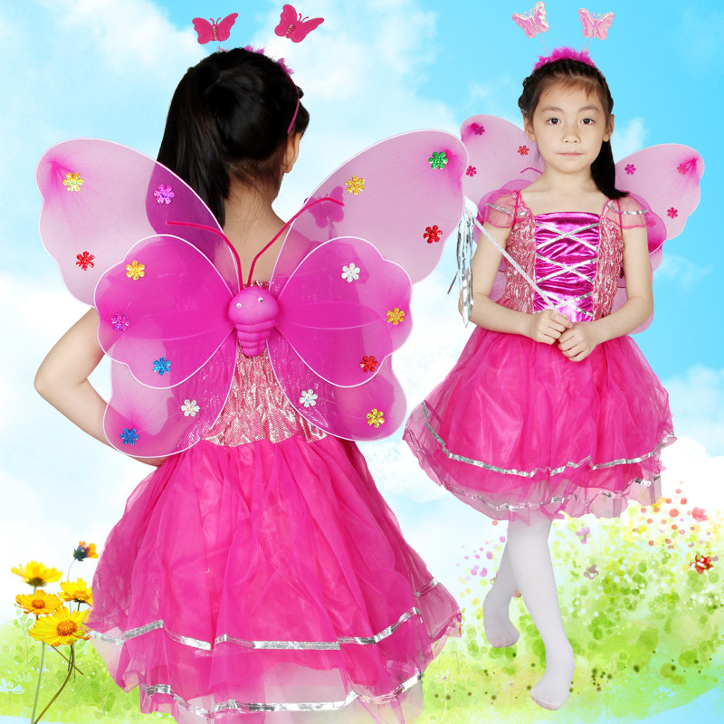 仕彩 儿童舞蹈服装演出服表演道具活动用品蝴蝶翅膀公主连衣裙子
