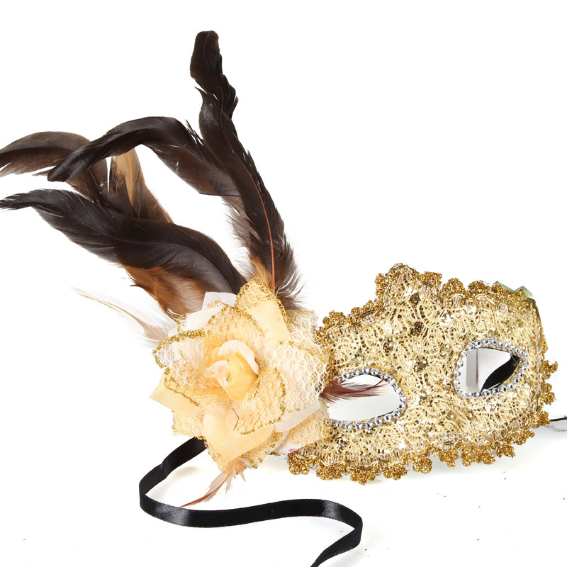 仕彩 万圣节舞会面具孔雀羽毛化妆舞会面具威尼斯公主女半脸成人