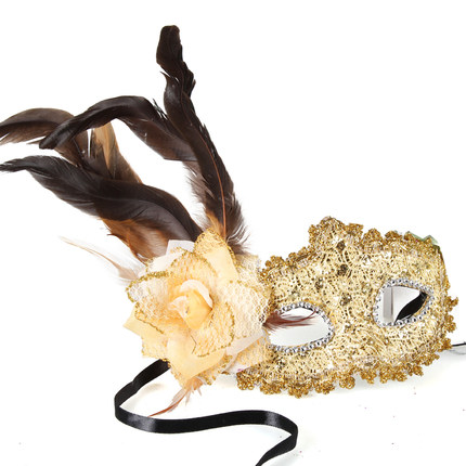 仕彩 万圣节舞会面具孔雀羽毛化妆舞会面具威尼斯公主女半脸成人