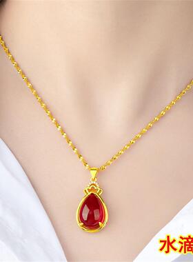 闭眼入高品质金镶玉髓沙金项链