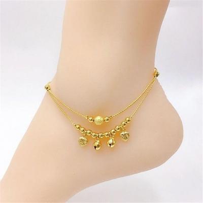 情人节礼物真金色沙金脚链女性感