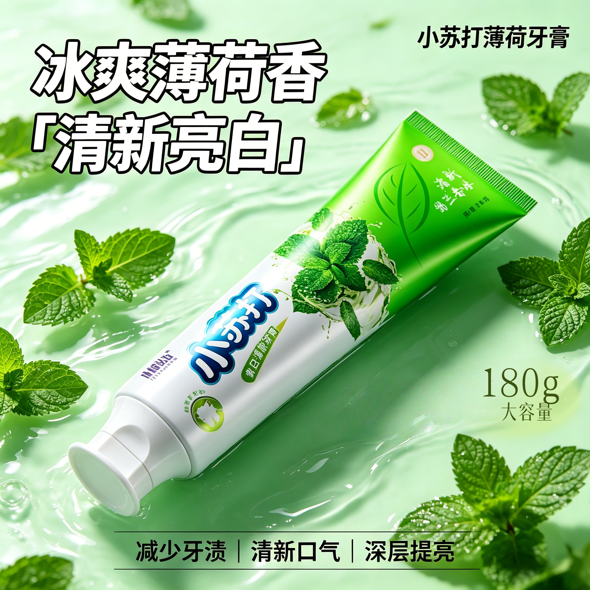 薄荷味小苏打牙膏亮白冰爽去黄去牙渍口臭清新口气水蜜桃茉莉花味