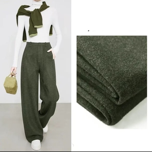 FC25680冬日恋歌加厚醋酸羊毛呢软糯不臃肿高腰阔腿裤 女A 休闲西裤