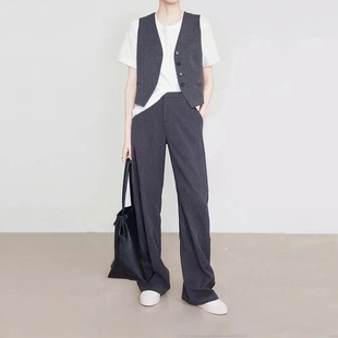 天丝羊毛高腰显瘦西装 挂腰裤 裤 2025秋新款 9652 休闲直筒裤 秋季