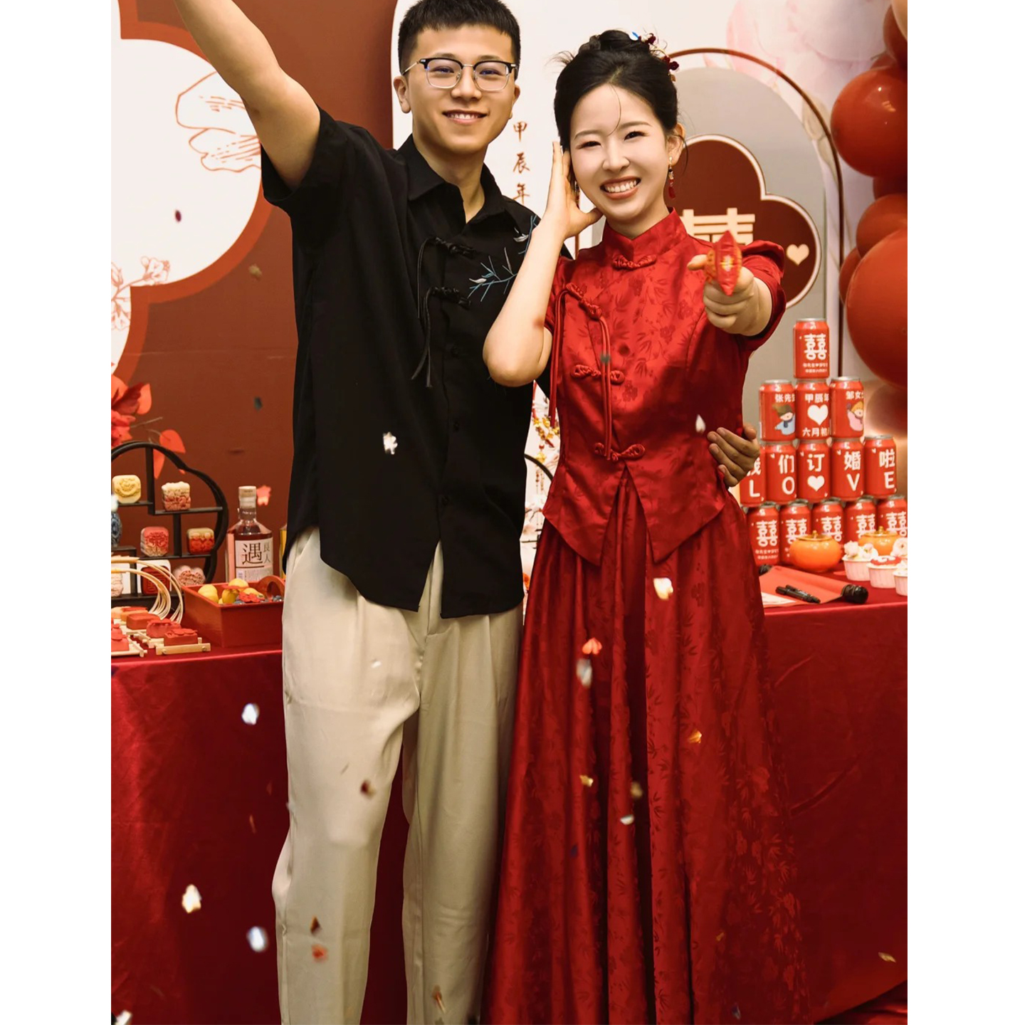 新中式敬酒服订婚两件套