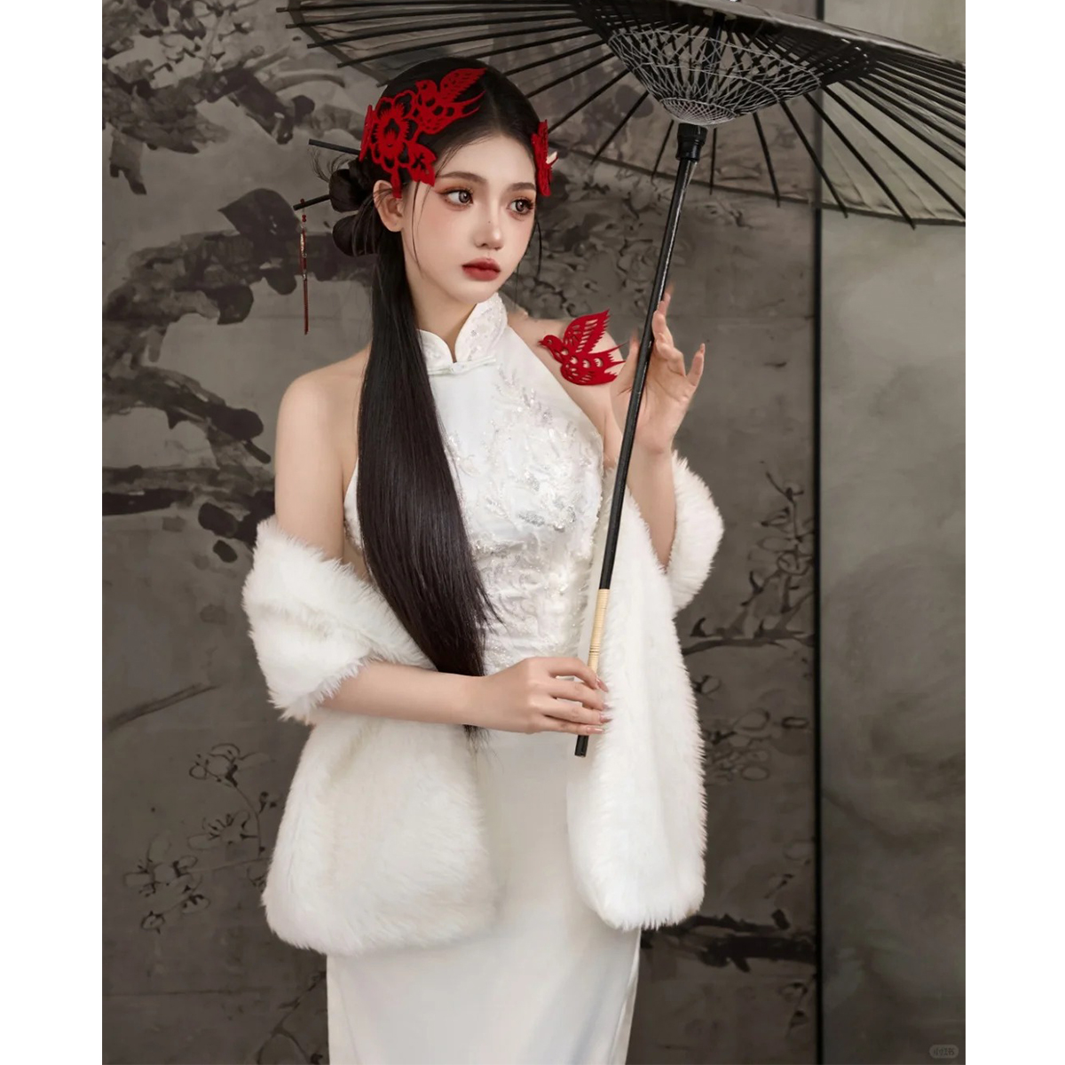 新娘婚礼敬酒服订婚礼服女修身白色优雅气质新中式改良国风旗袍女