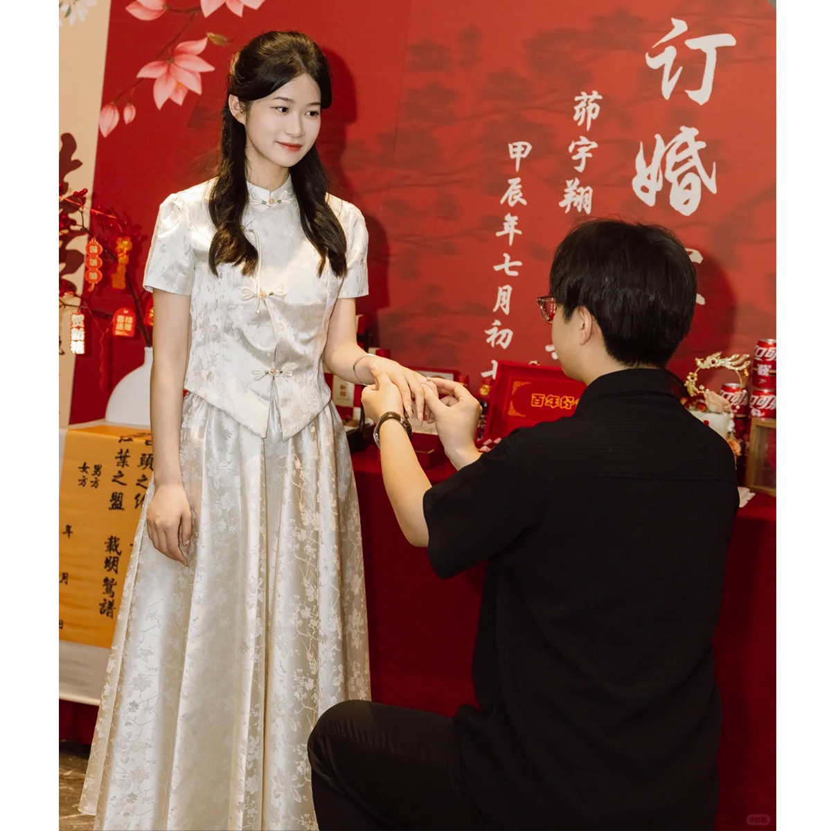 欢喜橙【倚香】新中式香槟色敬酒服套装新娘订婚结婚短袖孕妇可穿