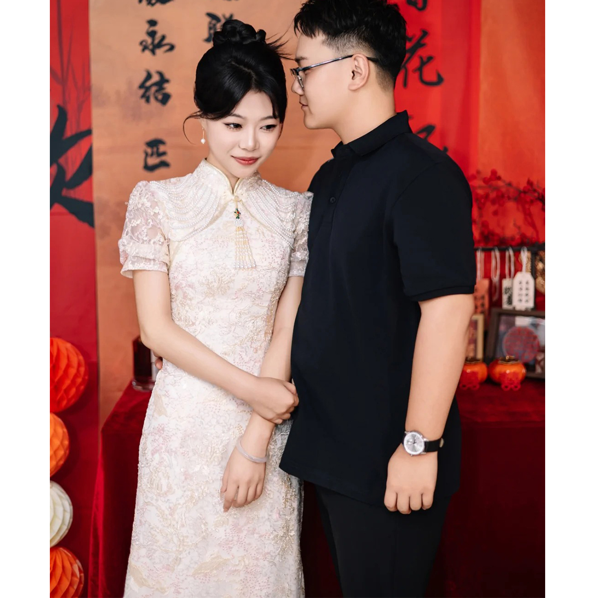 新中式国风婚宴小个子可穿旗袍敬酒服新娘短袖订婚结婚回门礼服女