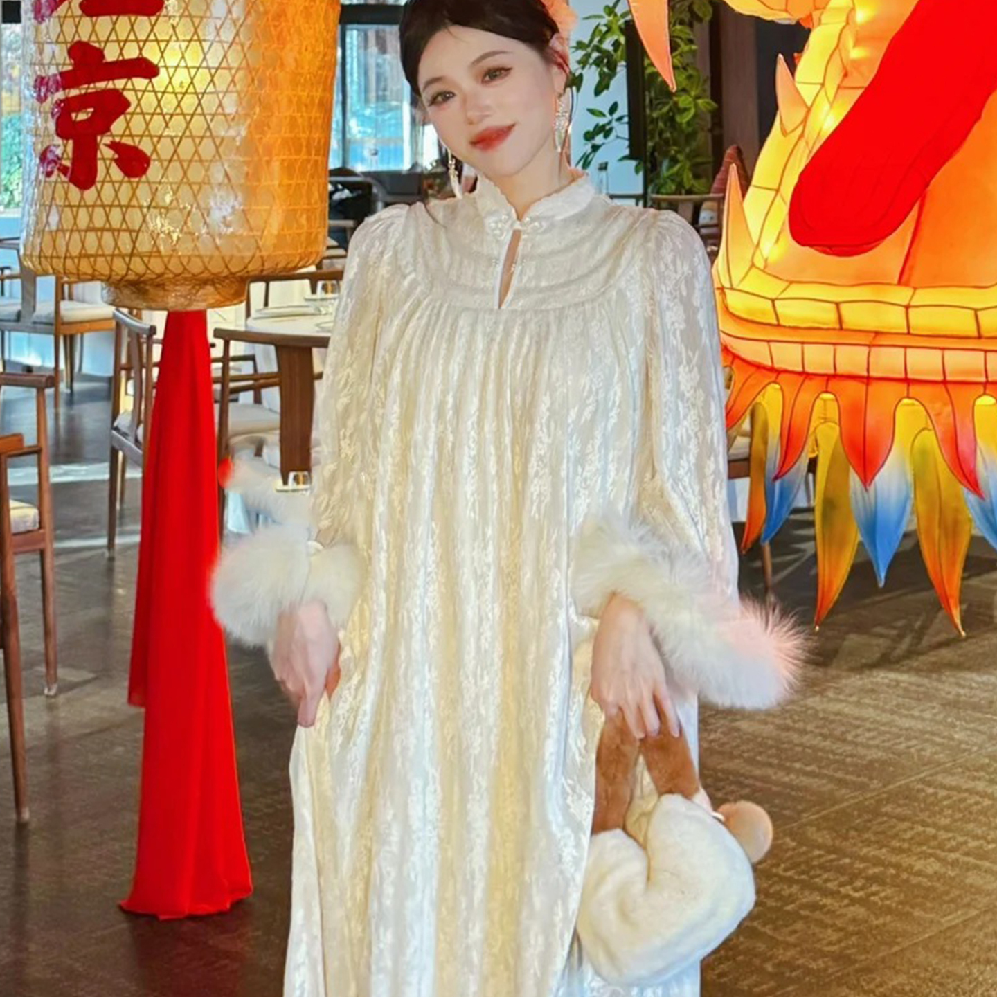 欢喜橙 超好看的冬装连衣裙胖MM200斤漂亮裙子江浙沪富家千金穿搭