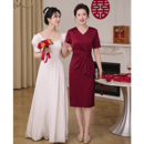 欢喜橙 妈妈高贵礼服旗袍连衣裙平时可穿遮肚 棠囍 喜婆婆婚宴装
