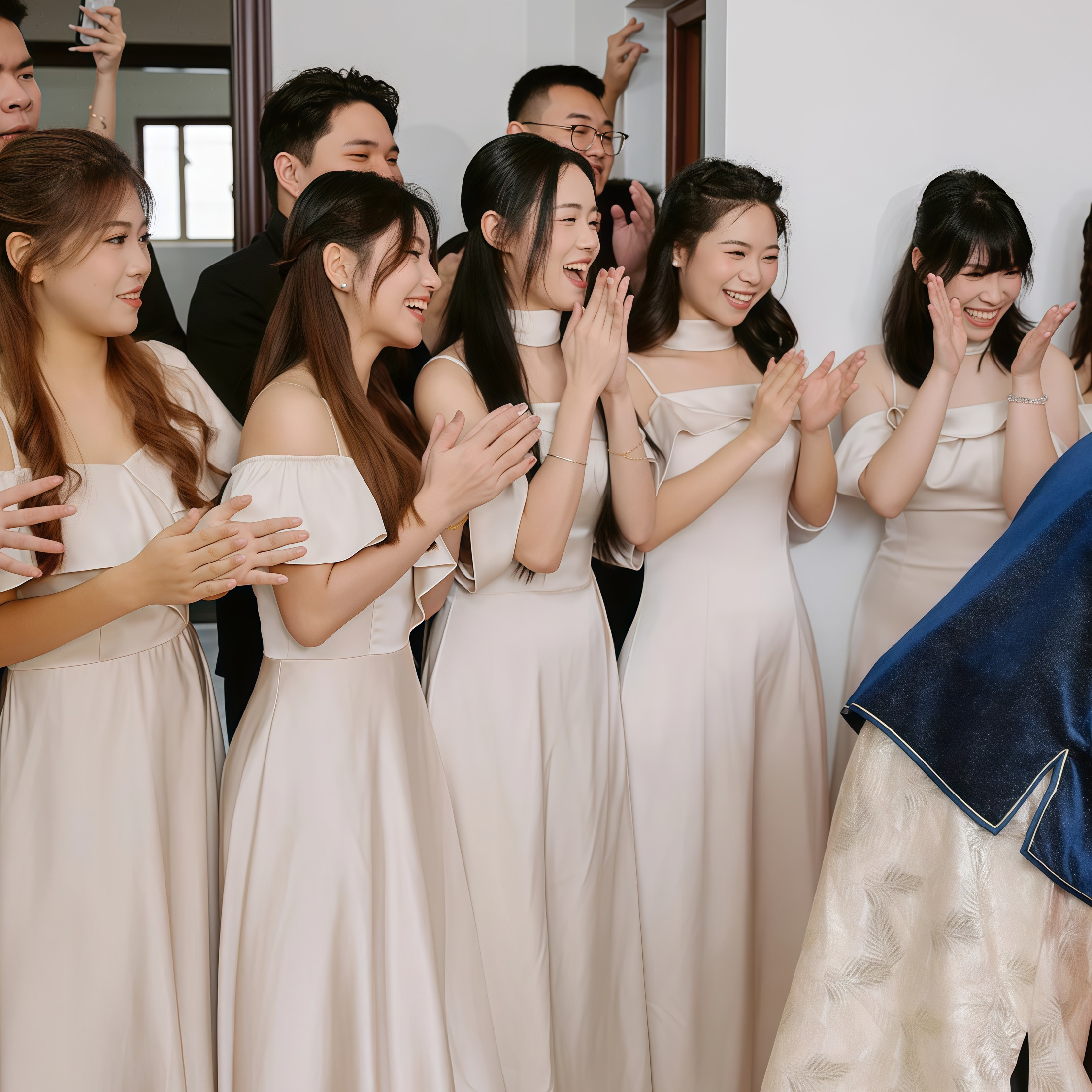 欢喜橙香槟色缎面伴娘服礼服高级小众轻奢伴娘裙姐妹团平时可穿